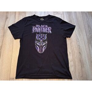 Marvel Black Panther Graphic T-Shirt Mens Large Black Purple Mask